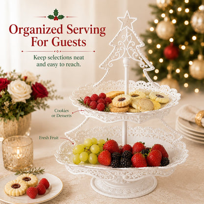 Christmas Tree Two-Tier Serving Stand