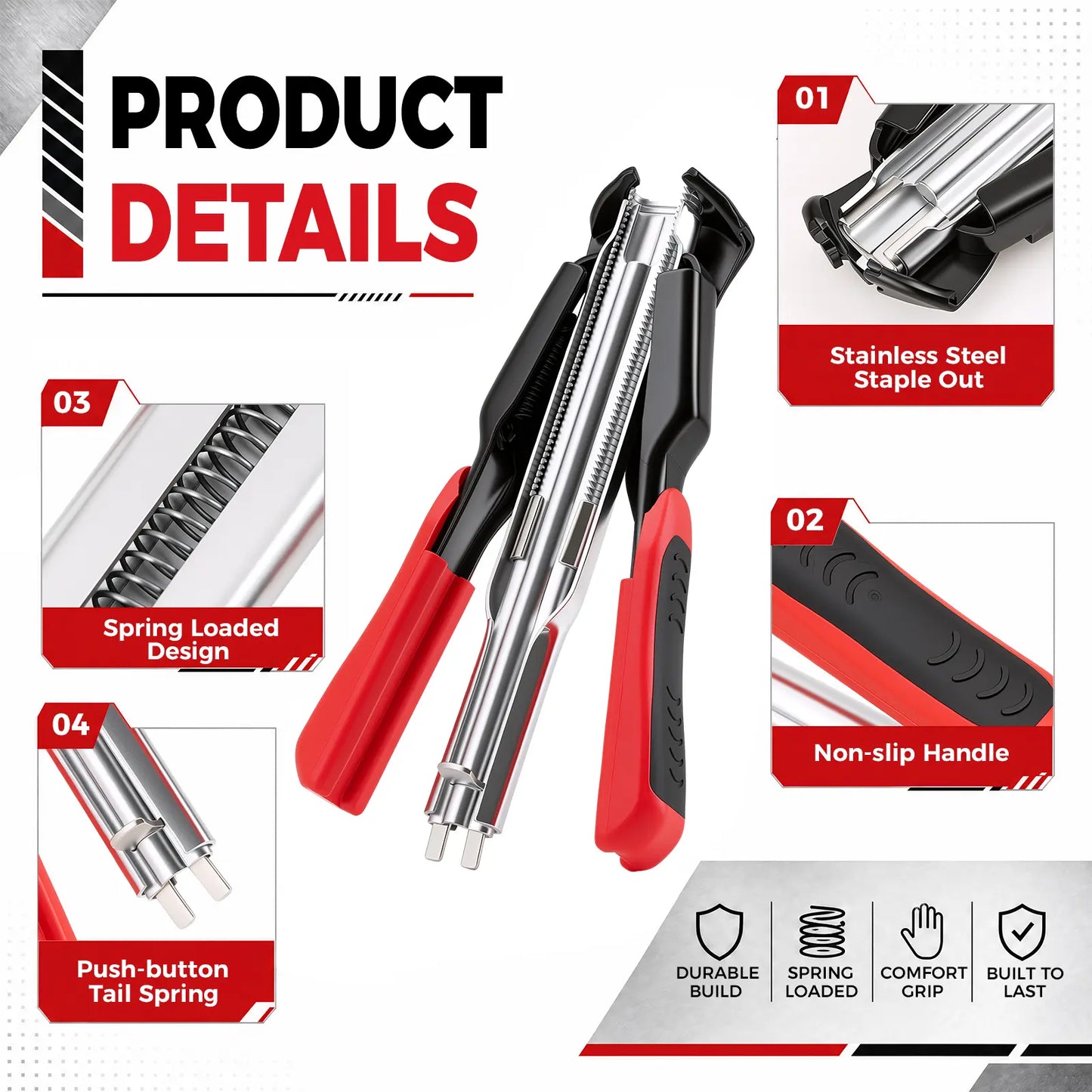 🐷 Hog Ring Pliers Kit – 100/2500PCS C Clips & 3/4" Staples for Fencing, Pet Cages, Upholstery & Car Seat Repair 🔧
