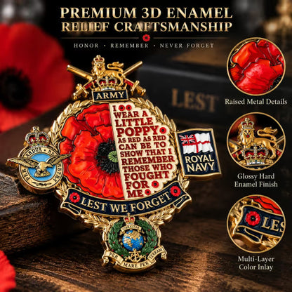 Remembrance Poppy Tribute Metal Badge – Commemorative Keepsake