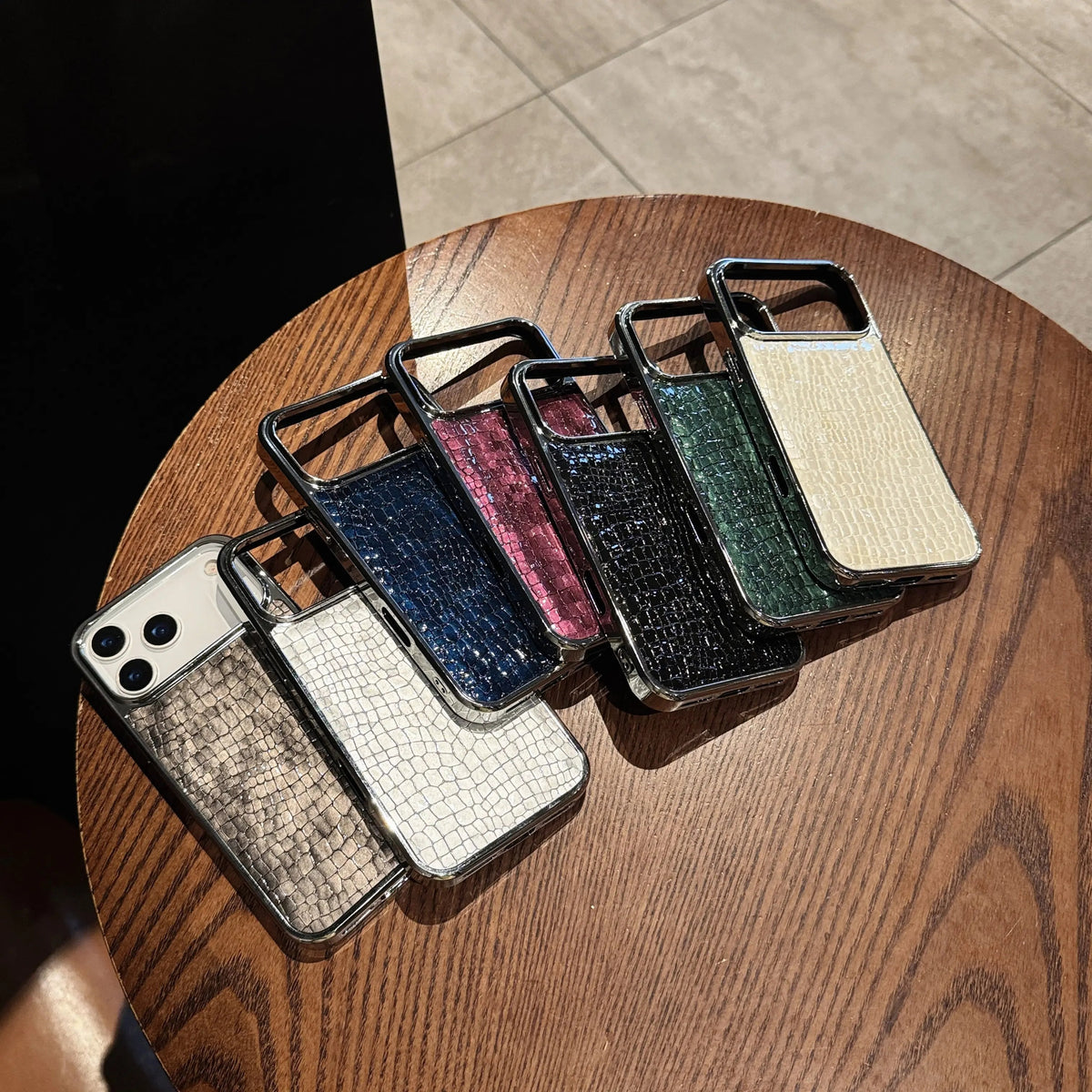 Luxe Croc Leather iPhone Case | Chrome Edge Slim Protective Cover ✨