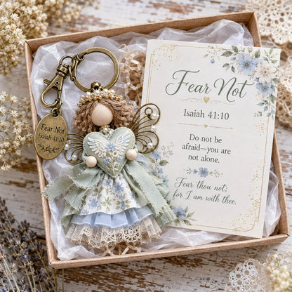 ⏳ Last Day 49% OFF – 🪽 Faith Guardian Keychain Scripture Gift Set Collection | Layered Fabric Charm, Inspirational Scripture Card & Ready-to-Gift Box Included 💕