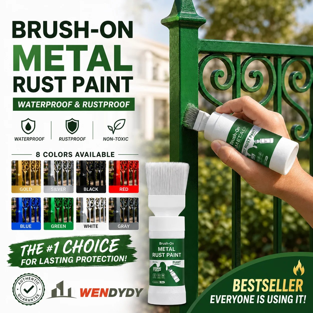 🔥HOT SALE🔥✨New Arrival✨🖌️🏠Water-Based Metallic Silver Paint with Built-in Brush💥👍