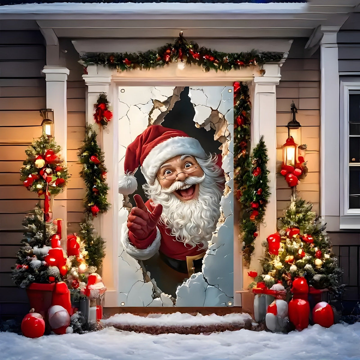 ⏰LAST DAY 50% OFF 🎅 🚪Santa & Reindeer Christmas Door Cover