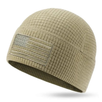 American Flag Embroidered Waffle Watch Cap – 5 Colors