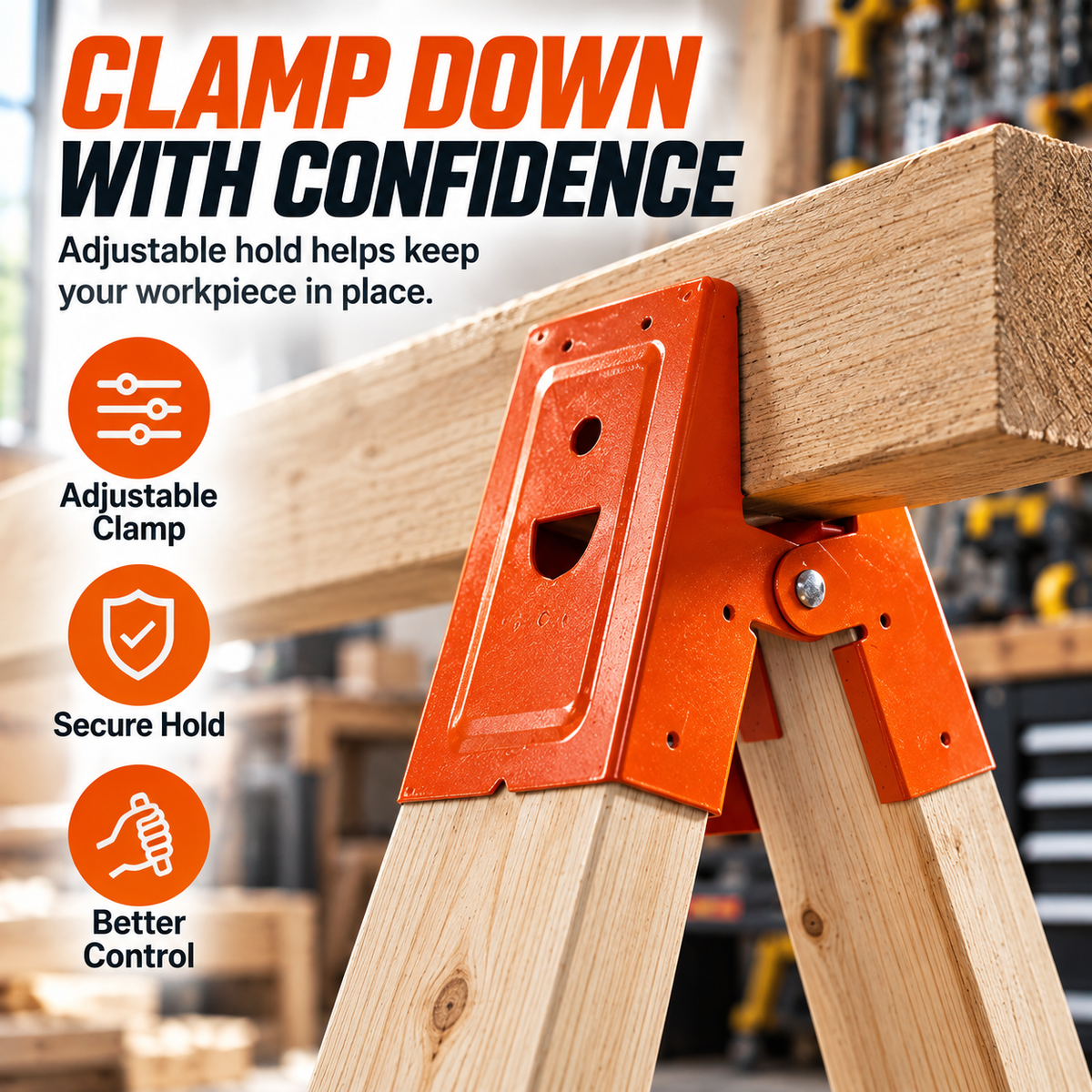 🛠️2PCS Heavy Duty Sawhorse Brackets with Clamp