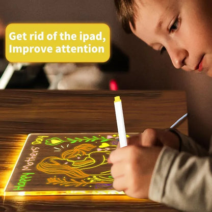 ✨🎨 Reusable LED Acrylic Message Board – Light-Up Drawing & Writing Board with 7 Color Pens