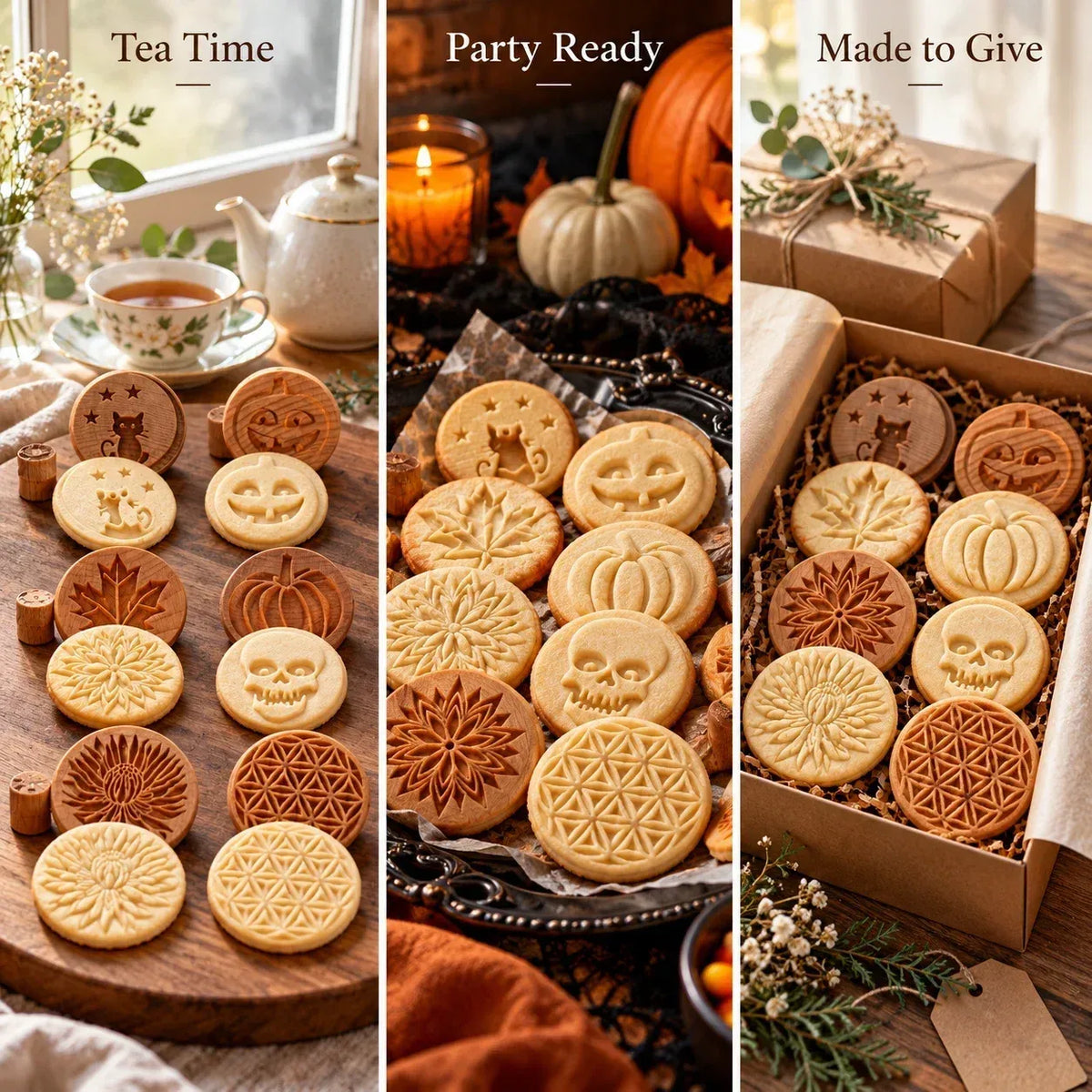 Patterned Wood Cookie Embosser | Seasonal Party & Gift Cookie Prep