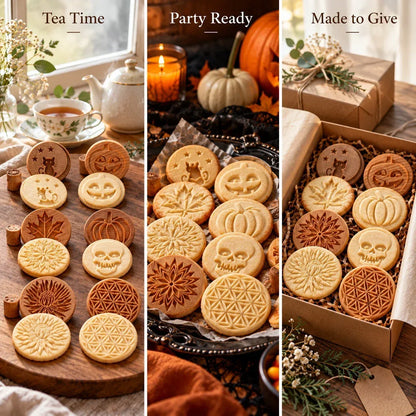 Patterned Wood Cookie Embosser | Seasonal Party & Gift Cookie Prep