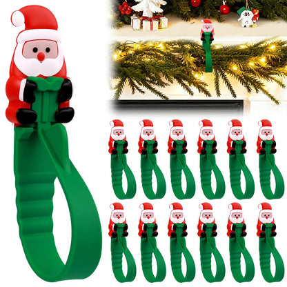 ⏳ Last Day 49% OFF – 🎄No-Drill Christmas Garland Hangers | 12 Santa Adhesive Hooks Holding Up To 5 lbs For Stockings, Wreaths & Holiday Decorations 🎅