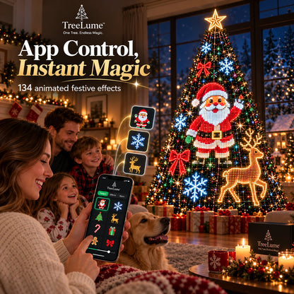 Smart App-Controlled Pixel Christmas Tree Lights, 134 Dynamic Animations & Music Sync LED Lights for Xmas Tree Decoration