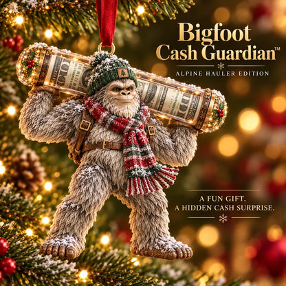 🎄👣 3D Bigfoot Christmas Cash Gift Ornament – Holiday Money Holder Keepsake ✨