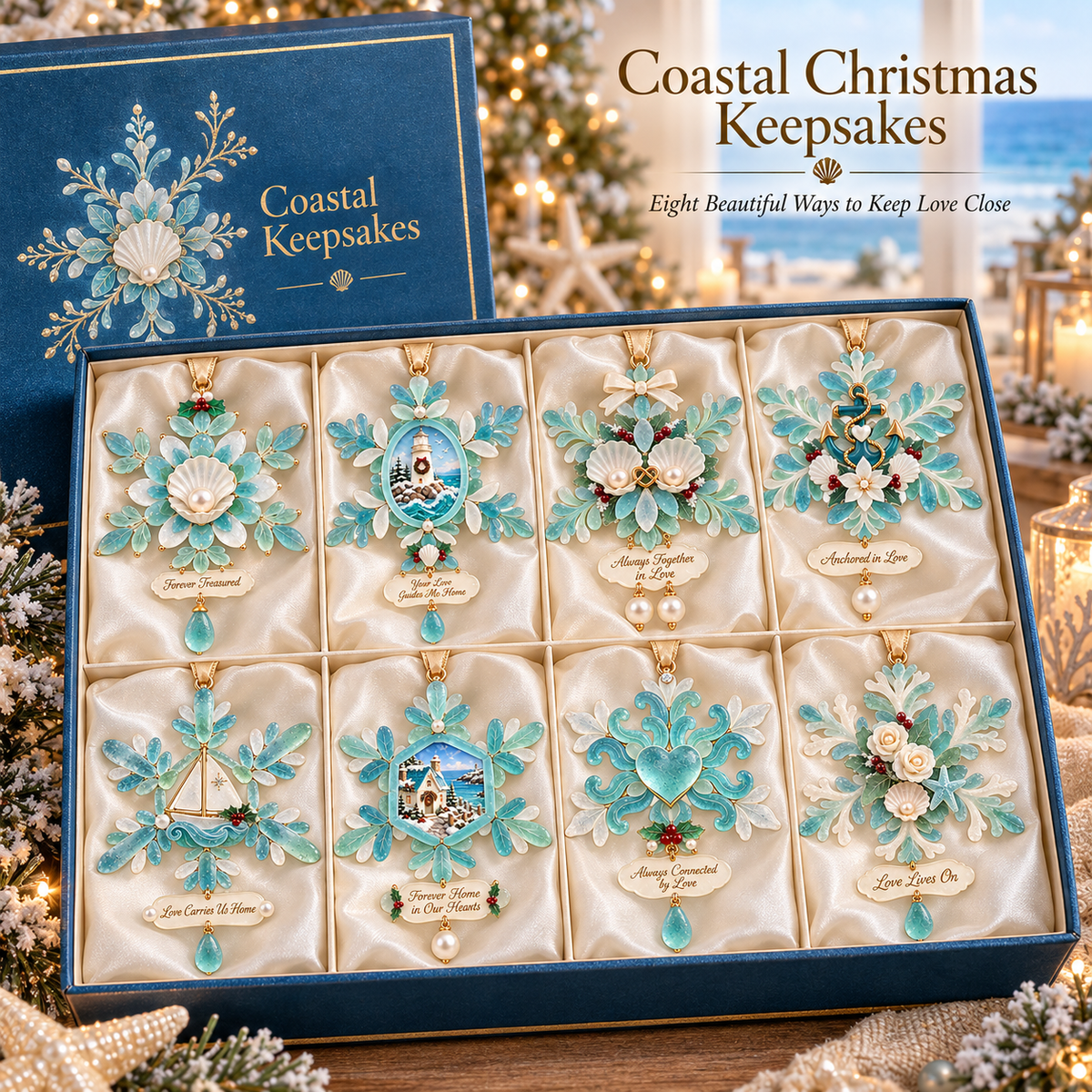 Coastal-style snowflake Christmas ornament