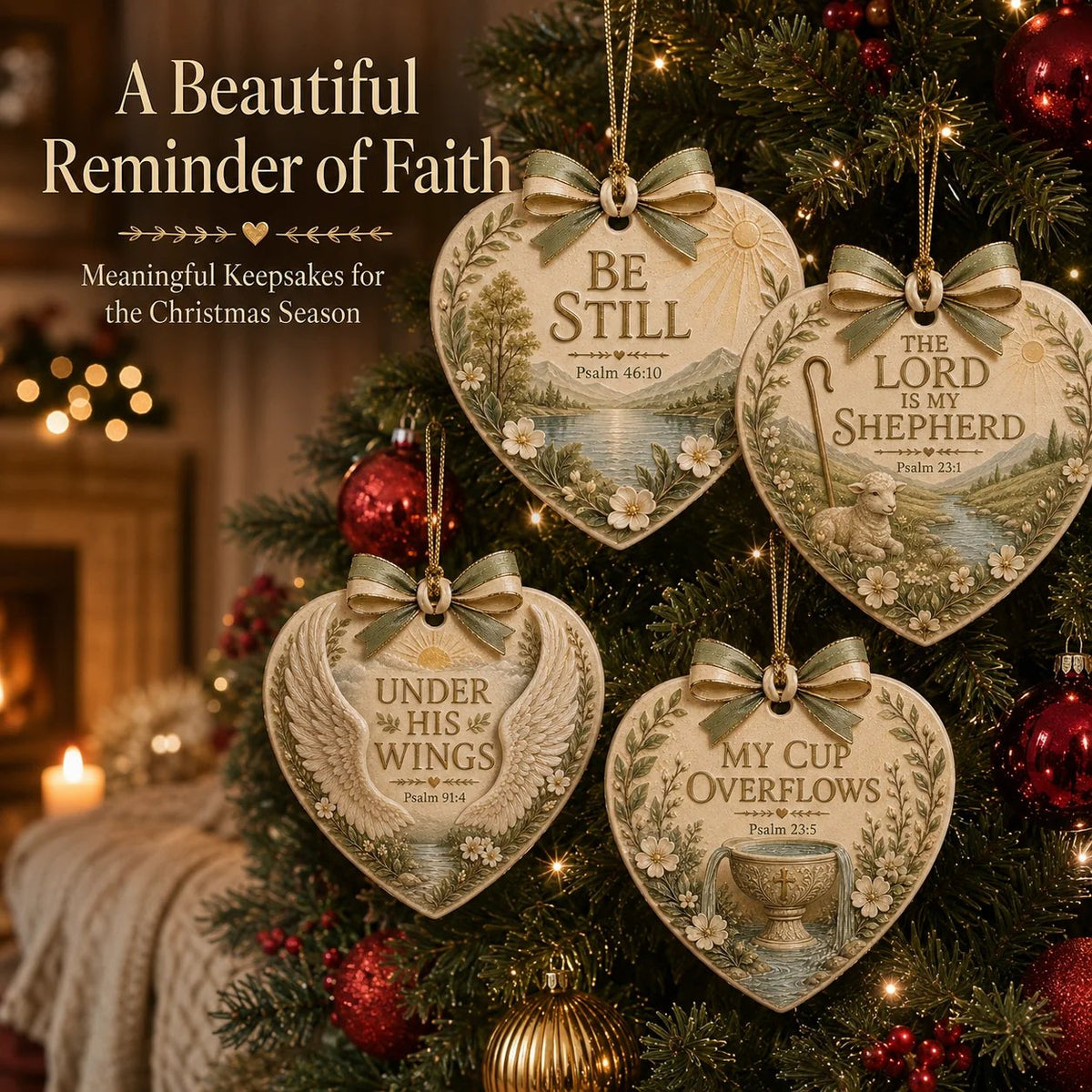⏳ Last Day 49% OFF – ✝️ Christian Scripture Ceramic Heart Ornament Collection | 9 Faith-Inspired Designs with Bible Verses, Elegant Ribbon & Timeless Christmas Details ❤️✨