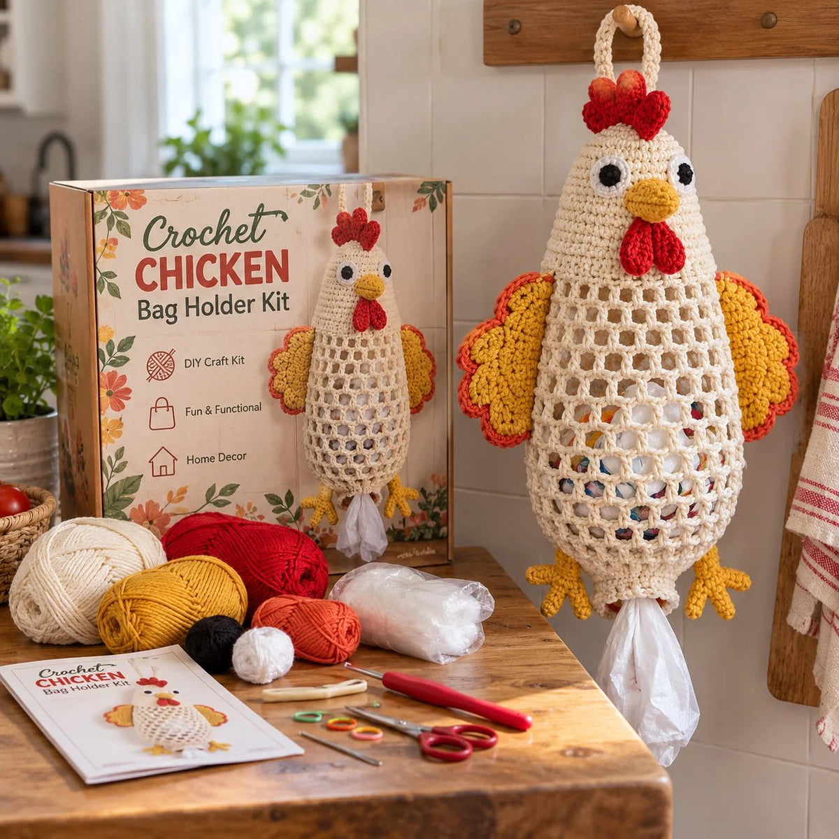 🔥Buy 3, Get 1 Free—Today Only 🔥🔥– 🌼 Cottage Harvest Keepers™ — Crochet Animal Bag Holder DIY Kit