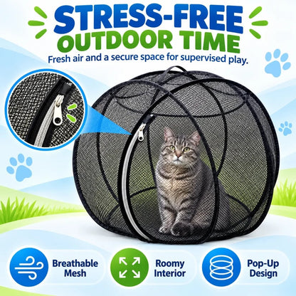 🐱 RollyCat 360° Mesh Cat Playpen – Spacious, Breathable & Secure Outdoor Play Space for Cats