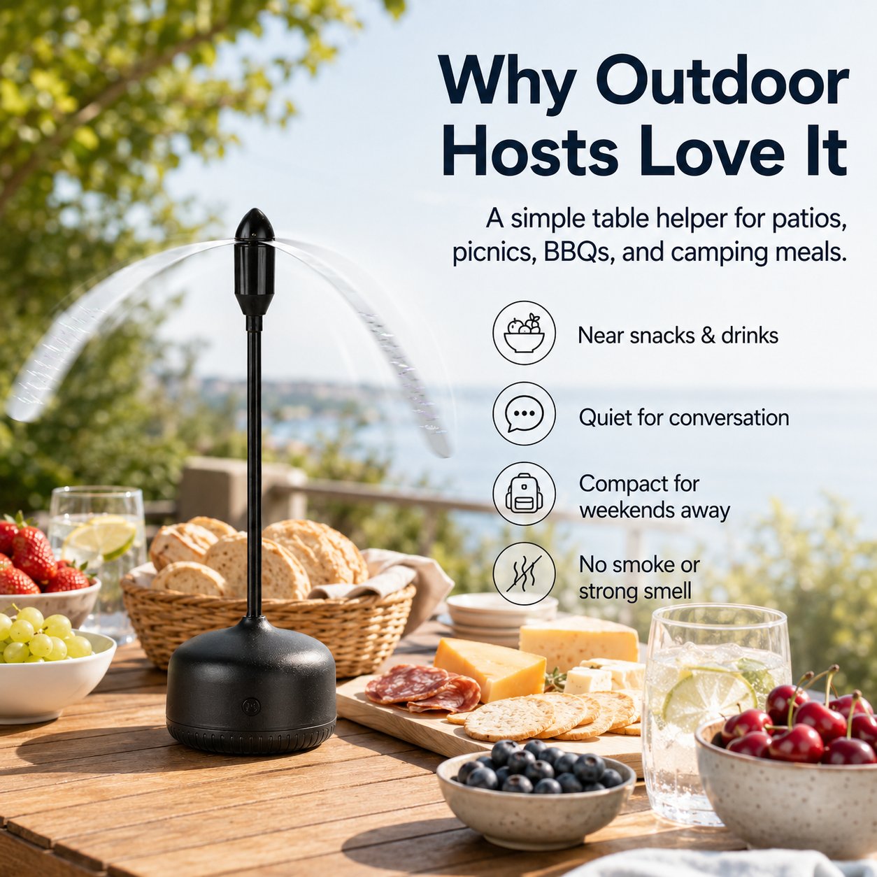 Portable Reflective Fly Repellent Fan For Outdoor Dining