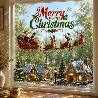 ⏳ Last Day 49% OFF – 🎄Large Christmas Window Sticker | 28×28in Festive Window Art With Snowman, Angel & Holiday Scenes For Home Decor, Christmas Parties & Seasonal Displays ✨