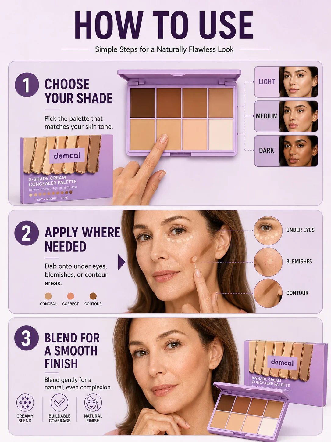 💄 Beauty Must-Have ✨ 8-Color Cream Concealer Palette for Full Coverage, Color Correction & Contouring
