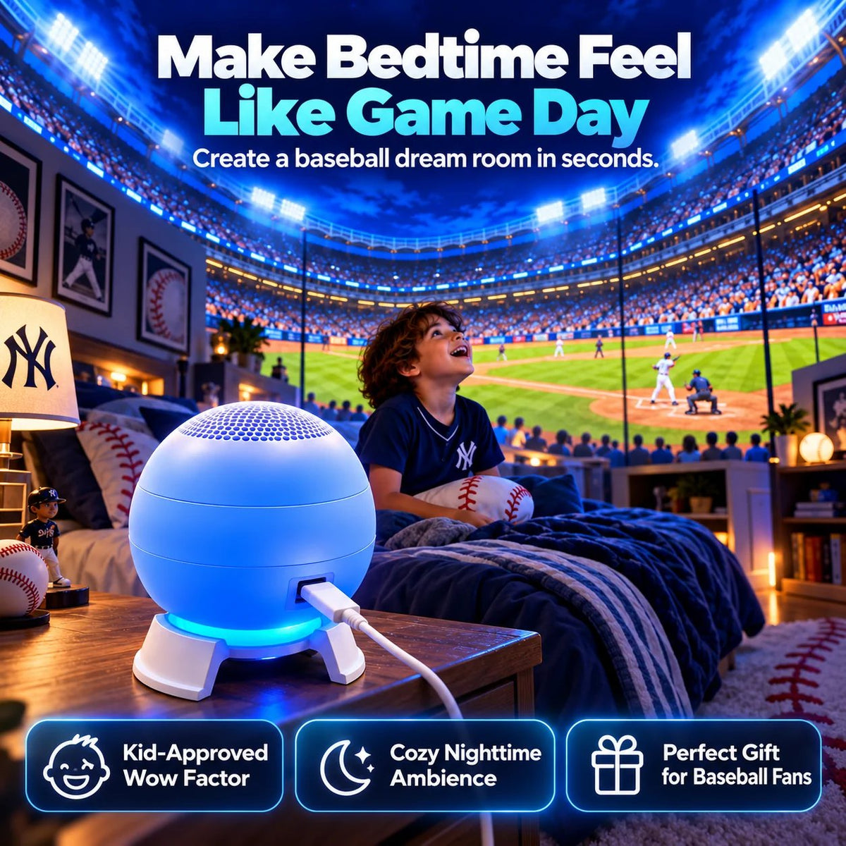⚾ Baseball Stadium Projection Light – Game-Day Room Decor