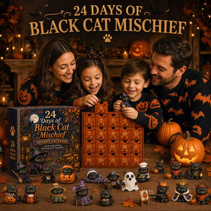 24 Days of Black Cat Mischief Advent Calendar – 24 Collectible Halloween Cat Figures