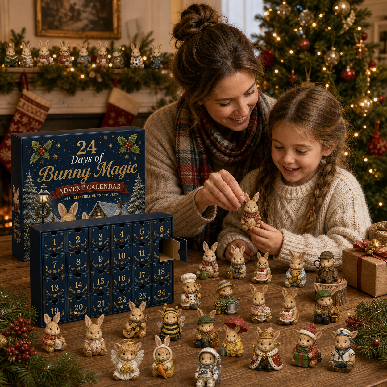Family enjoying British Bunnies Advent Calendar