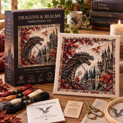 Dragon Fantasy DIY Embroidery Kit – 4 Story Designs