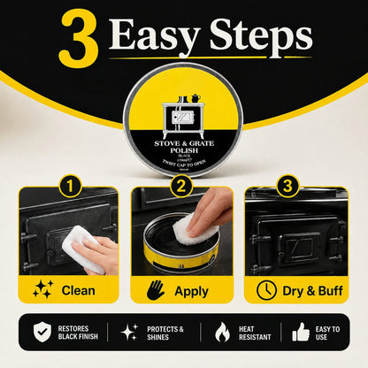 🧼Black Stove & Grate Polish – Cast Iron Restorer for Wood Stoves, Fireplaces & Grates