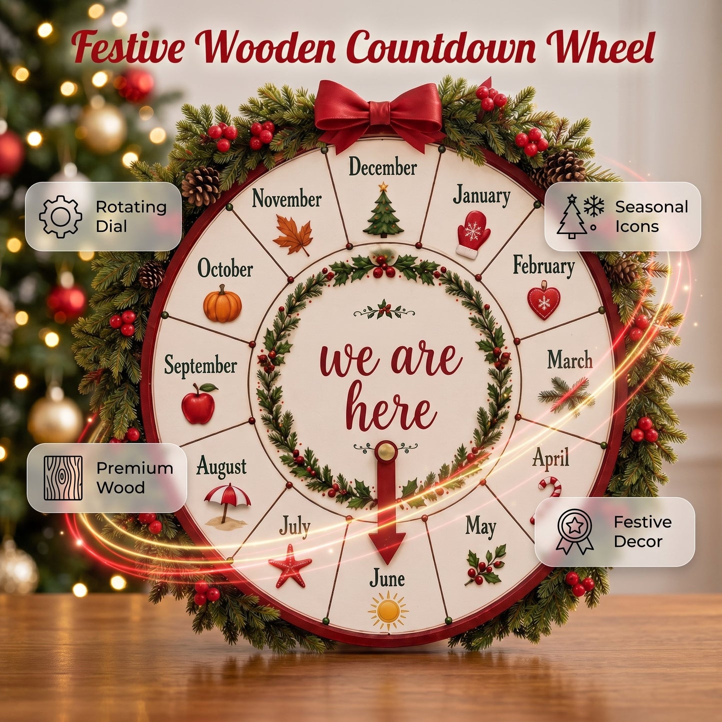 🔥HOT SALE🔥💥49% OFF 🎄 Wooden Monthly Countdown Wheel