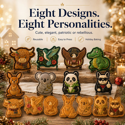 ⏳ Last Day 49% OFF – 🐾 8-Design Animal Mini Pie Mold Collection | Reusable Embossed Molds for Shaping Detailed Highland Cow, Hummingbird, Eagle, Koala & More 🥧✨