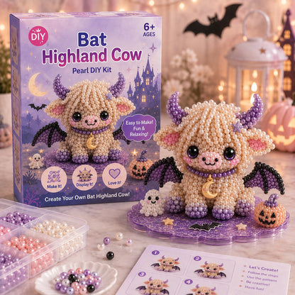 ⏳ Last Day 49% OFF – 🎃 Beginner-Friendly Halloween Highland Cow 3D Pearl Bead DIY Kit | Complete Kit with All Tools & Step-by-Step Guide Included 💕