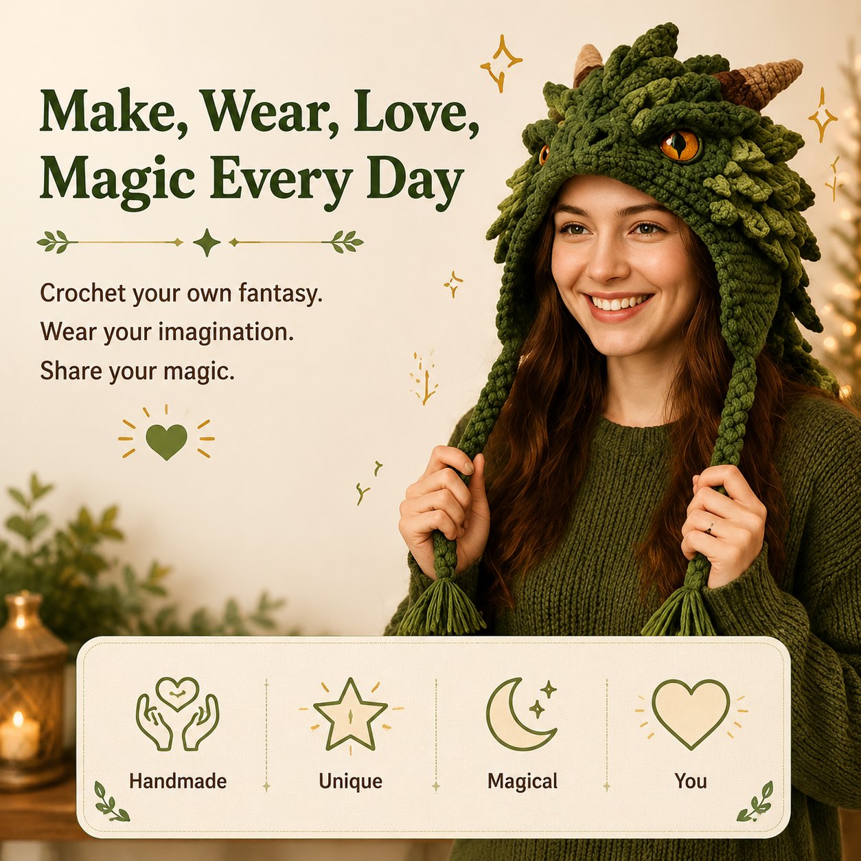 🔥LAST DAY 49% OFF - 🧵Fantasy Hood Hat DIY Crochet Kit – Create Your Own Magical Wearable Character Hat🎁Beginner Friendly