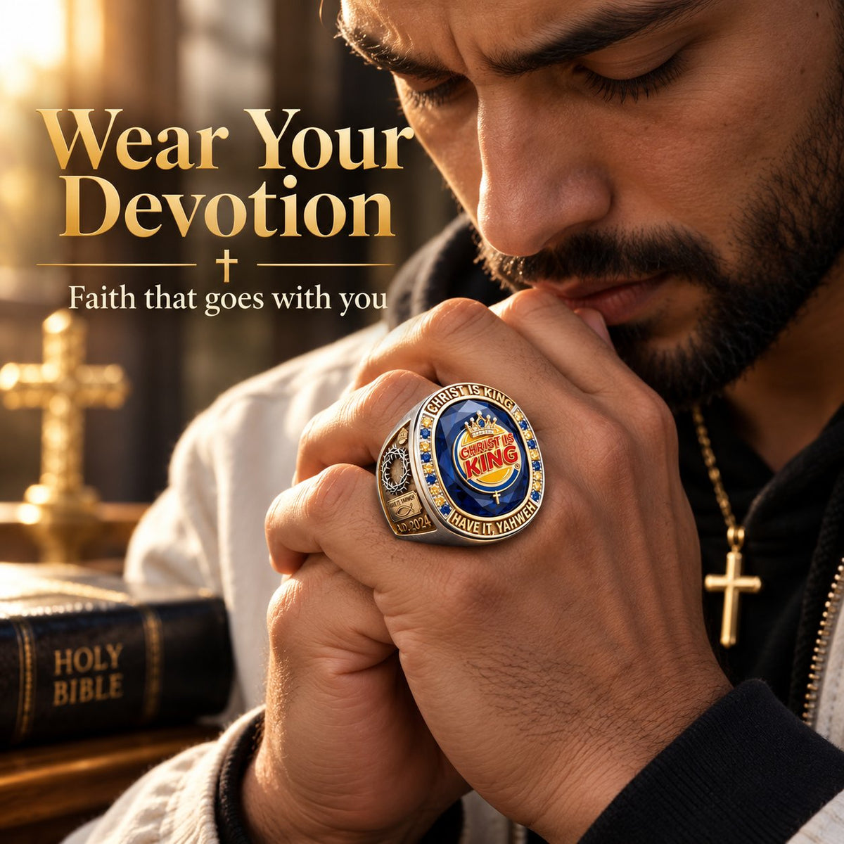 Christ Is King 3D Sculpted Ring | Armor-Grade Devotion ✨👑