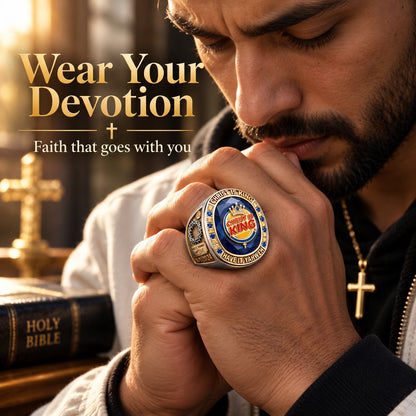 Christ Is King 3D Sculpted Ring | Armor-Grade Devotion ✨👑