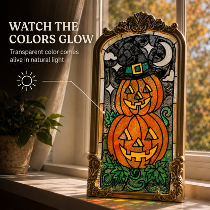 🔥Last Day 49% OFF - 🎃🎨 DIY Halloween Pumpkin Faux Stained Glass Art Kit