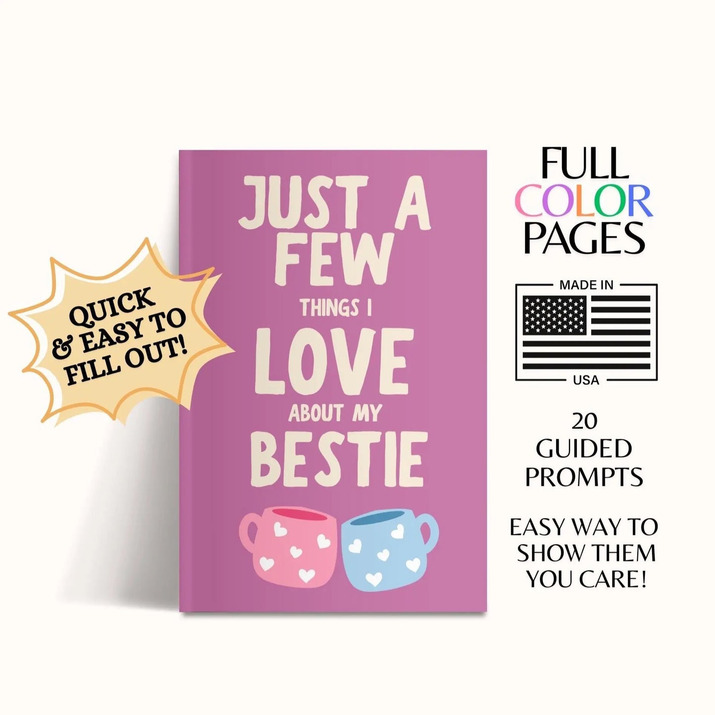 💕📔Just A Few Things I Love About My Bestie - Fill In The Blank Book Gift🎁