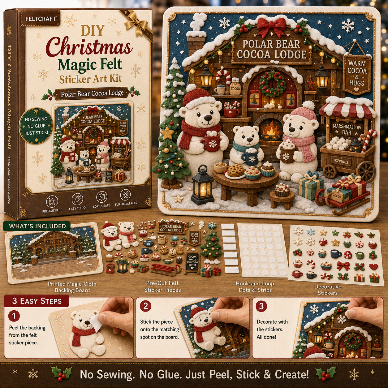 DIY Christmas Magic Felt Sticker Art Kit