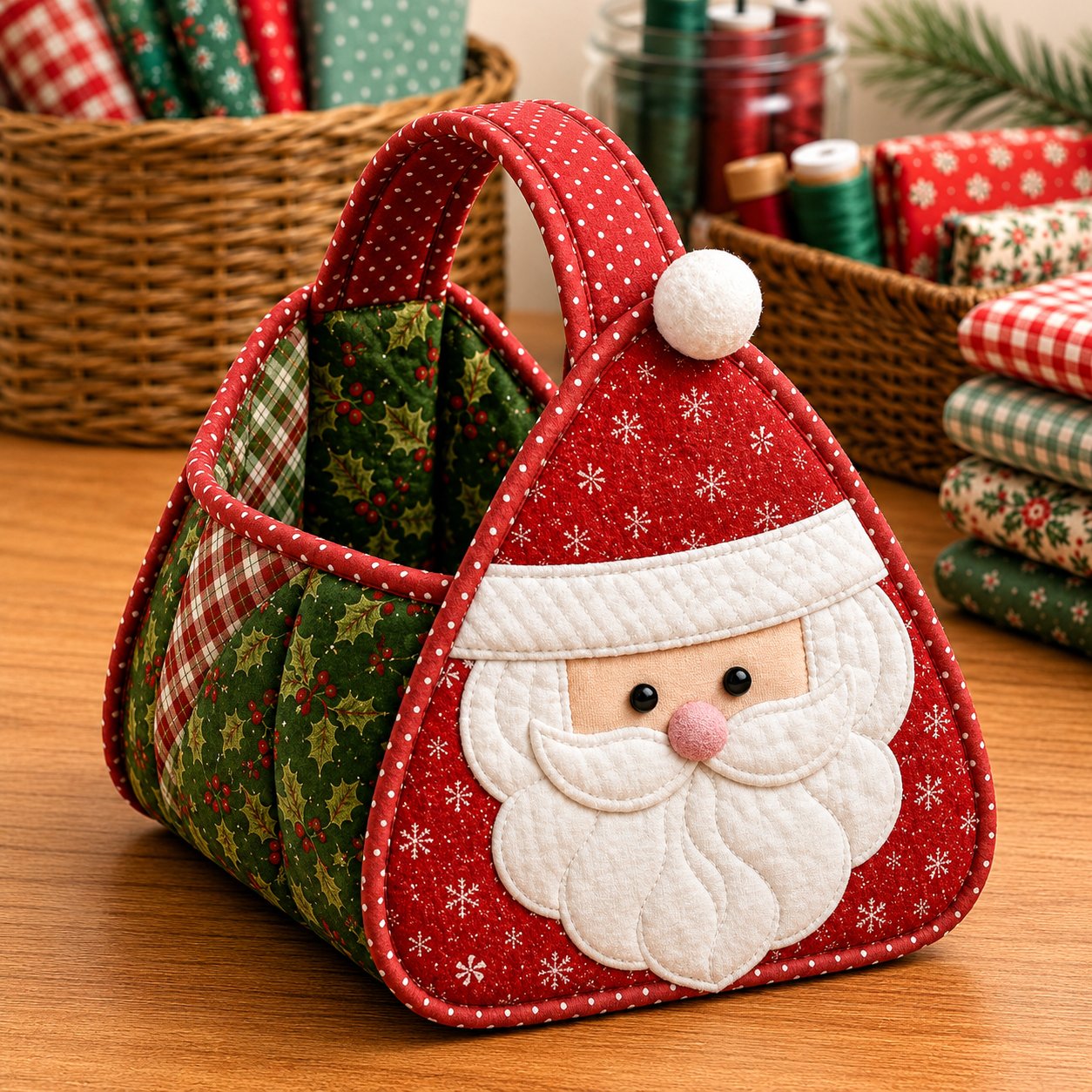 ⏳ Last Day 49% OFF – 🎄 Christmas Character Quilted Carry Basket🎁✨
