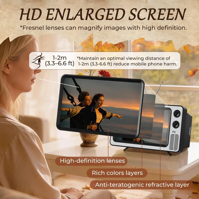 📺 12-Inch Retro TV-Style Phone Screen Magnifier Stand