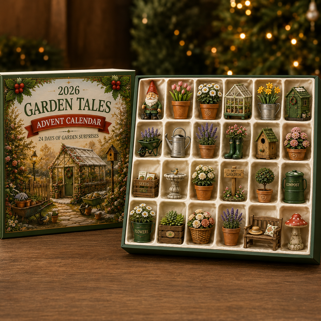 2026 Garden Tales 24-Day Advent Calendar – 24 Charming Garden Miniatures, Magical Christmas Countdown Gift Set for Garden Lovers & Collectors