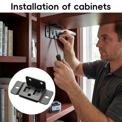 🛠️2-in-1 Iron Buckle Corner Brackets – Heavy Duty Stainless Steel L Shape Joint Fixing Brackets with Screws for Cabinets, Tables & Chairs Repair Kit