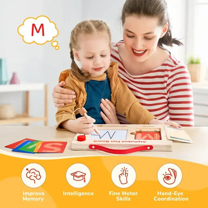 🔥HOT SALE🔥✍️Wooden Alphabet & Number Tracing Board | Visual Learning Tools & Complete Set