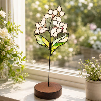 Handmade Stained Glass Flower Freestanding Window Decor