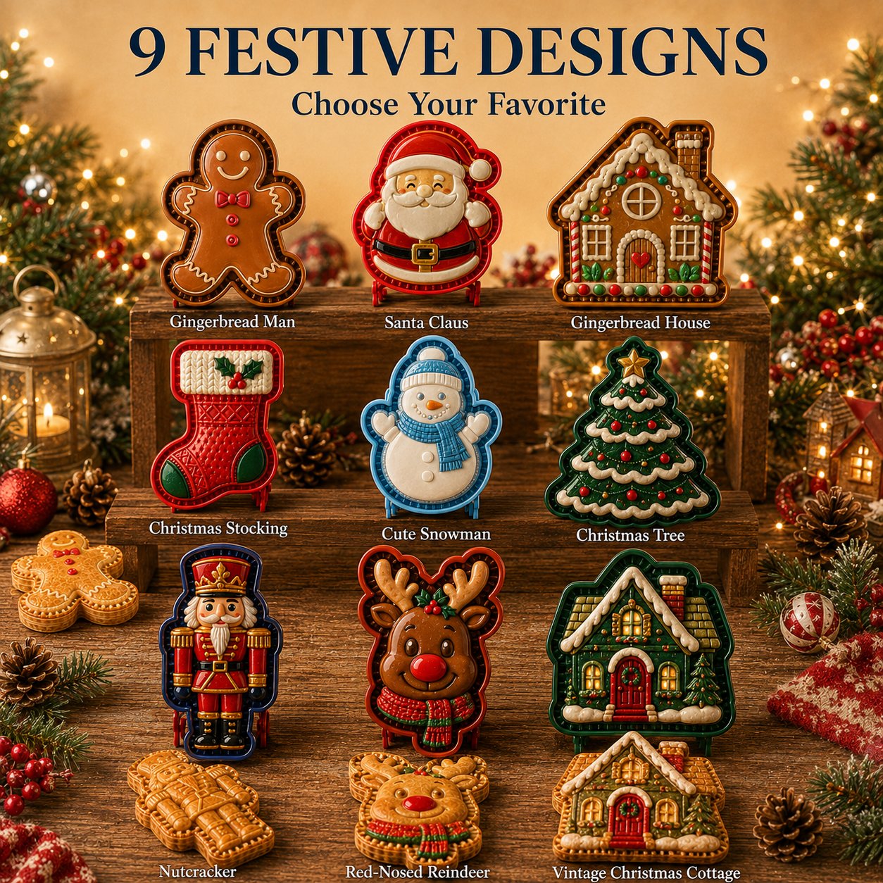 ⏳ Last Day 49% OFF – 🎄 9-Design Christmas Mini Pie Mold Collection | Reusable Embossed Molds for Shaping Detailed Santa, Snowman, Reindeer, Tree & Holiday Pies 🥧✨