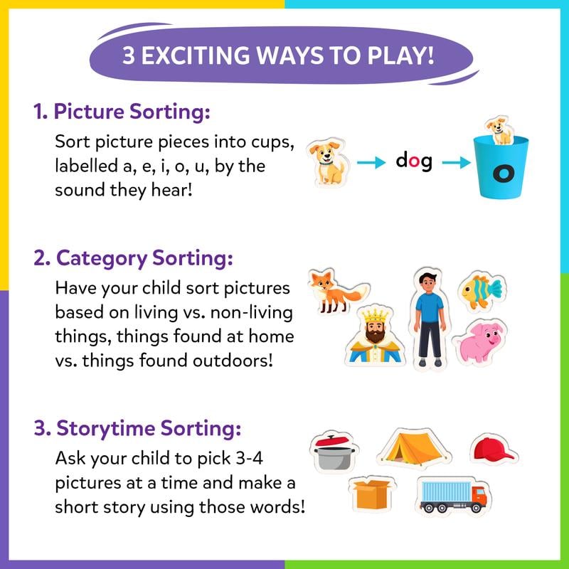 📚Phonics Vowel Sorting Toy – Early Literacy Learning Activity for Preschool & Kindergarten Kids Ages 4-7✨