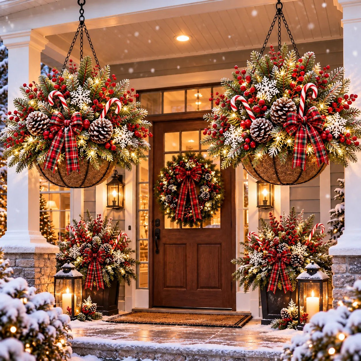 Pre-Lit Christmas Hanging Basket