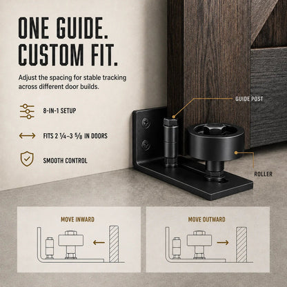 🚪8-in-1 Adjustable Barn Door Floor Guide – Wall-Mount Stay Roller for Smooth, Stable Sliding
