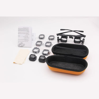 Head Mount Glass 2 4 6 12 24X Eye Loupes with LED Light