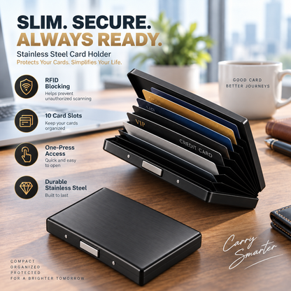 🔥Last Day 40% Off! Slim RFID-Blocking Stainless Steel Card Holder🗃️