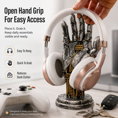 Cyberpunk Mechanical Hand Controller And Headphone Desk Stand