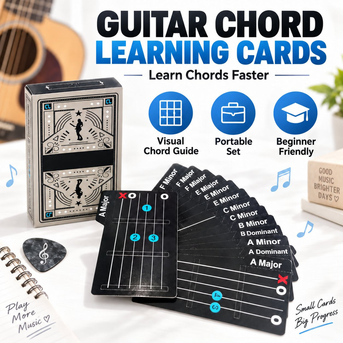 🎸✨ Guitar Chord Cards — Learn Chords Faster & Master Your Guitar Skills Easier!